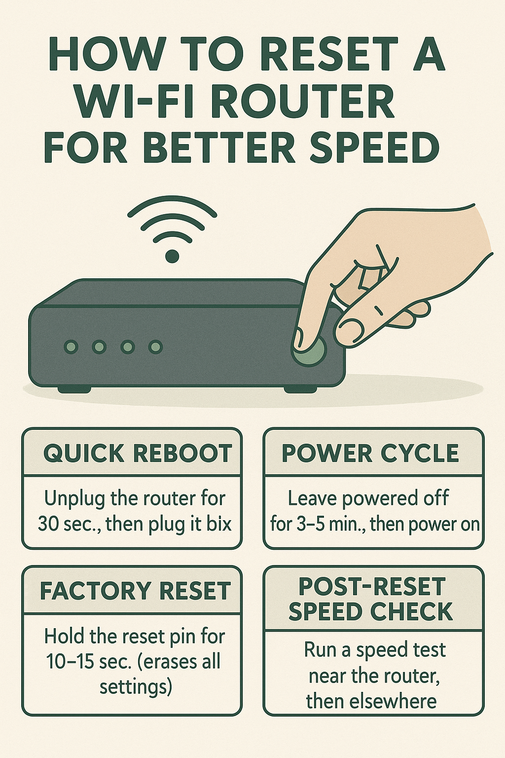 Unplugging a Wi-Fi router and modem for a clean power cycle